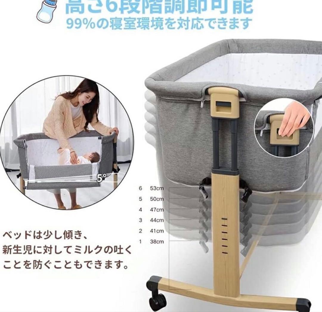 hey3ページ　HDMJ 折りたたみ式グレーのベビーベッド