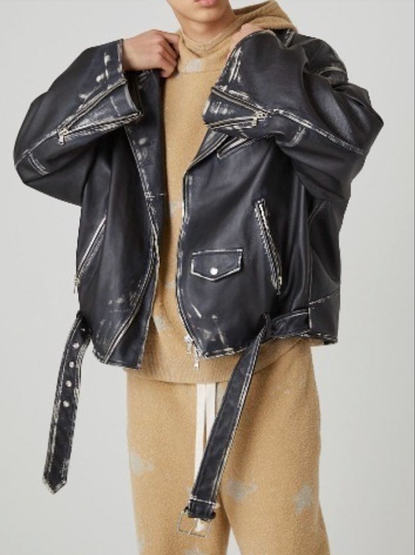 【美品】DISCOVERED ダブルライダースジャケット　レザージャケット