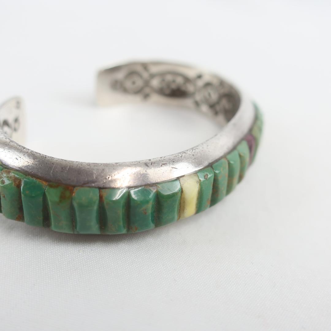 NAVAJO RAY ADAKAI ストーン スタンプ バングル ブレスレット