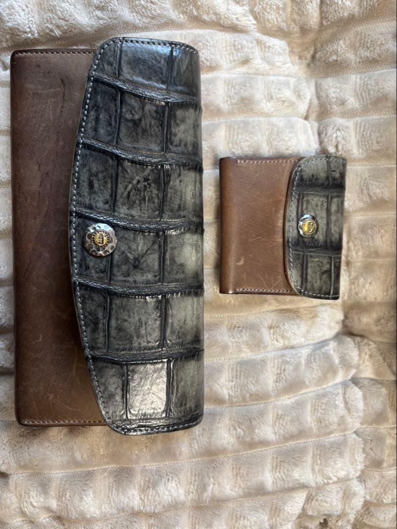 【希少】LEATHER&SILVER MOTO 長財布&ケースクロコ