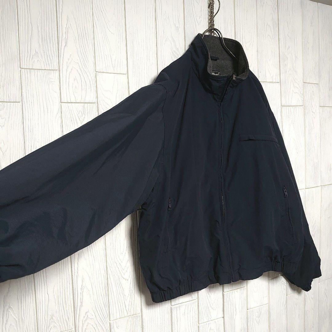 人気 エディーバウアー ナイロン ジャケット 2XL ネイビー 裏フリース 古着