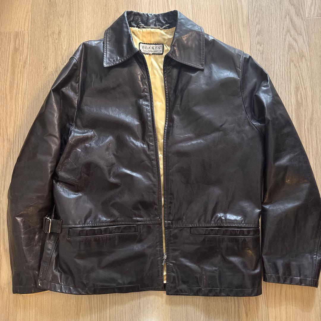英国製 BLAKES シングル襟付きライダース ロンジャン 古着