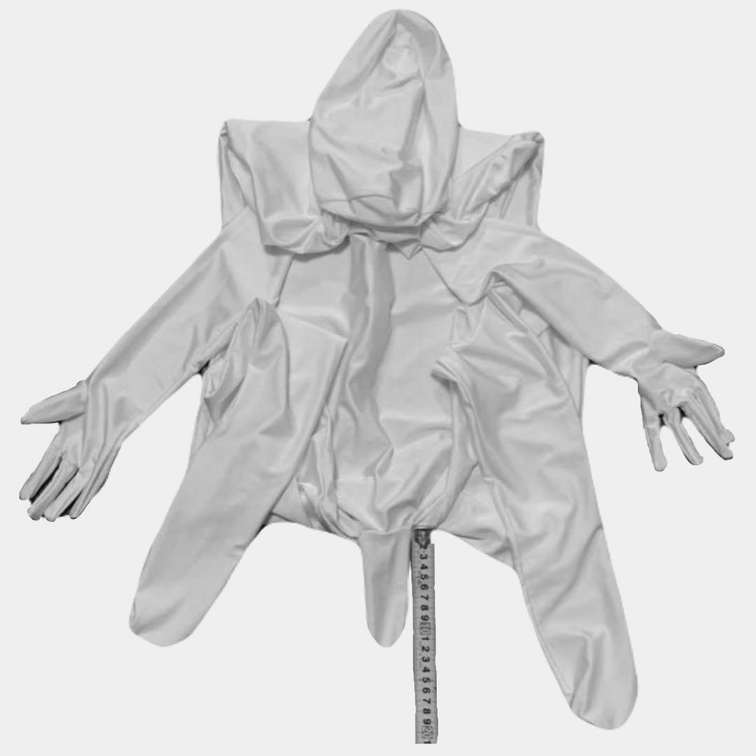 即購入OK。Lサイズ男性用凸仕様純白ゼンタイフルフェイスマスク全身タイツ