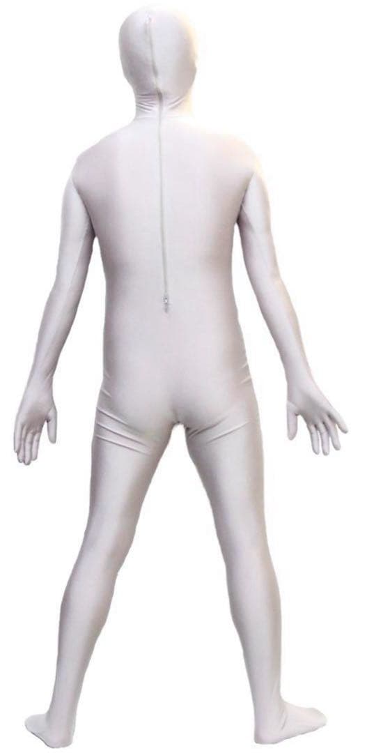 即購入OK。Lサイズ男性用凸仕様純白ゼンタイフルフェイスマスク全身タイツ