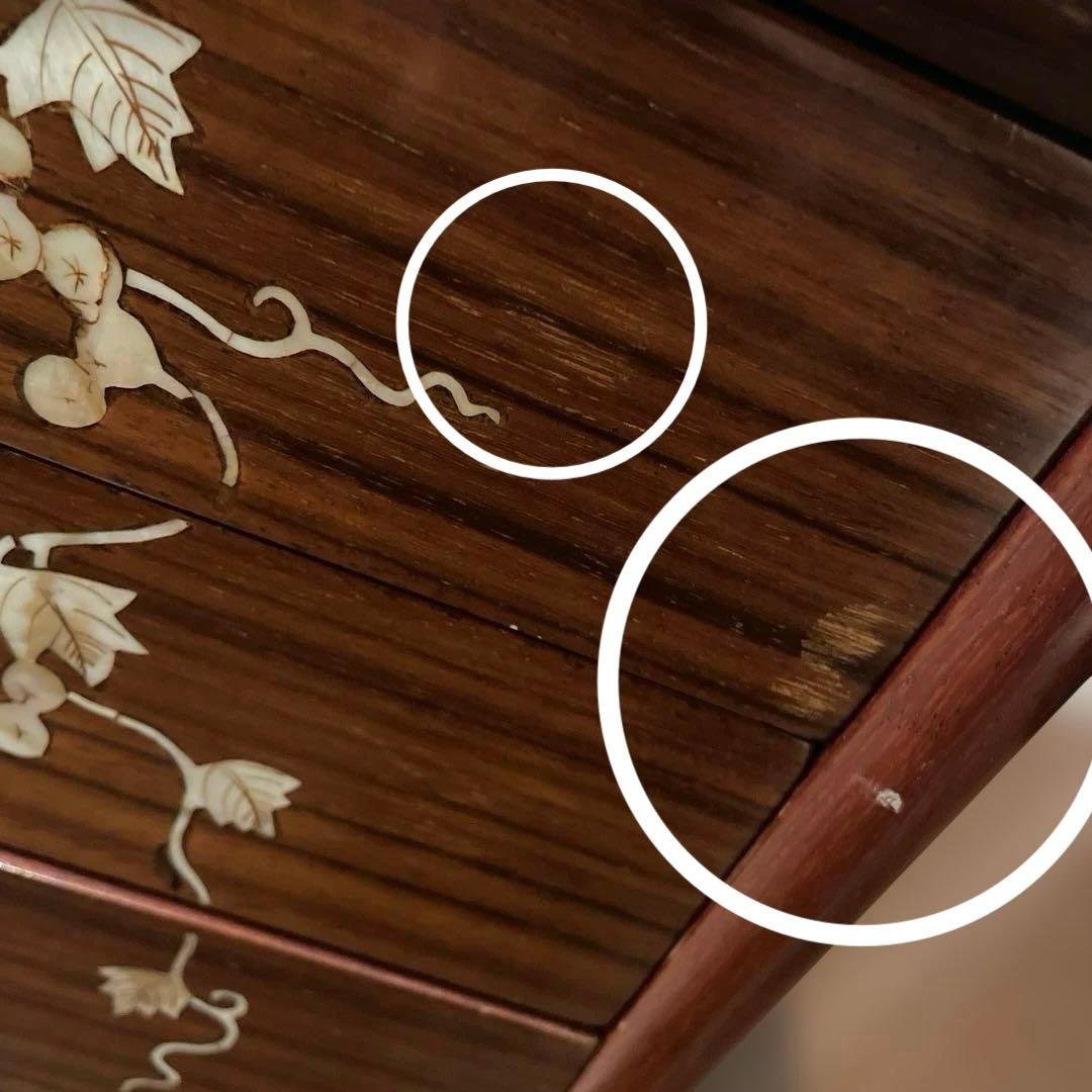 昭和レトロ 螺鈿細工 和箪笥 3段 葡萄文様 木製 アンティーク高級チェスト