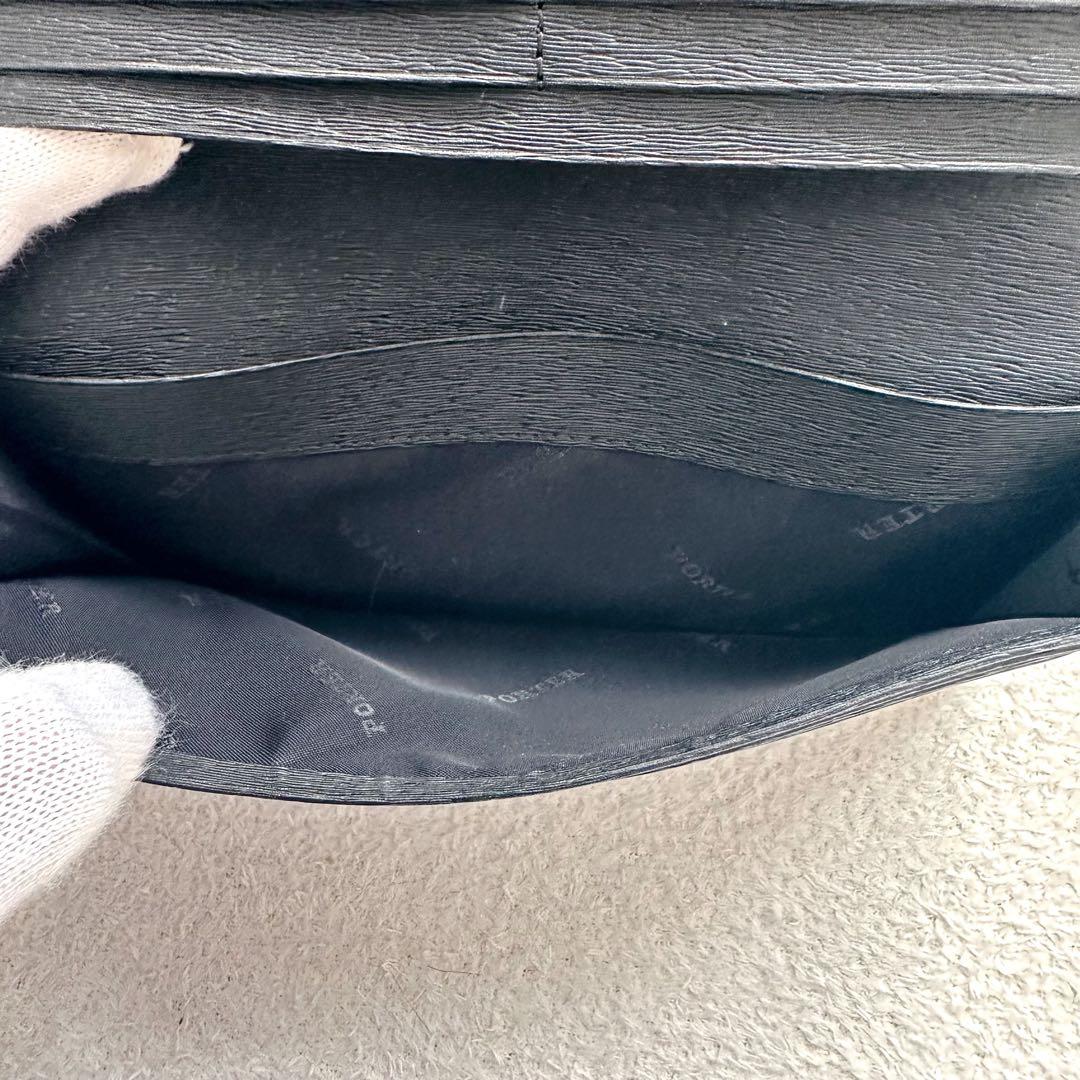 【新品未使用箱付】ポーター　長財布　カレント　ブラック　ロゴプレート　レザー