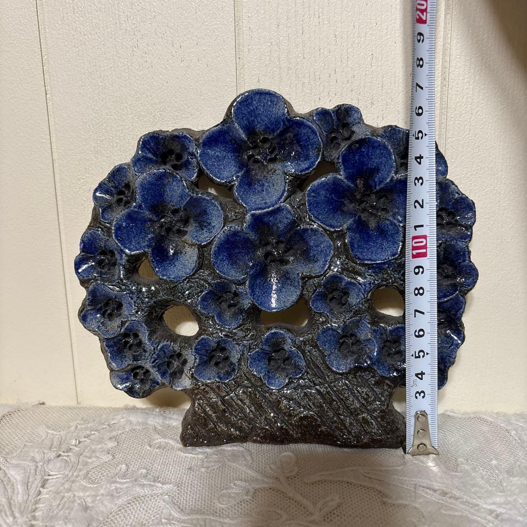 北欧ビンテージ　陶板　ブルーの花束の陶板　フィンランド