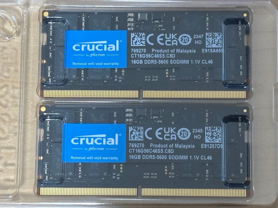 crucial PC5-44800(DDR5-5600) 2枚組