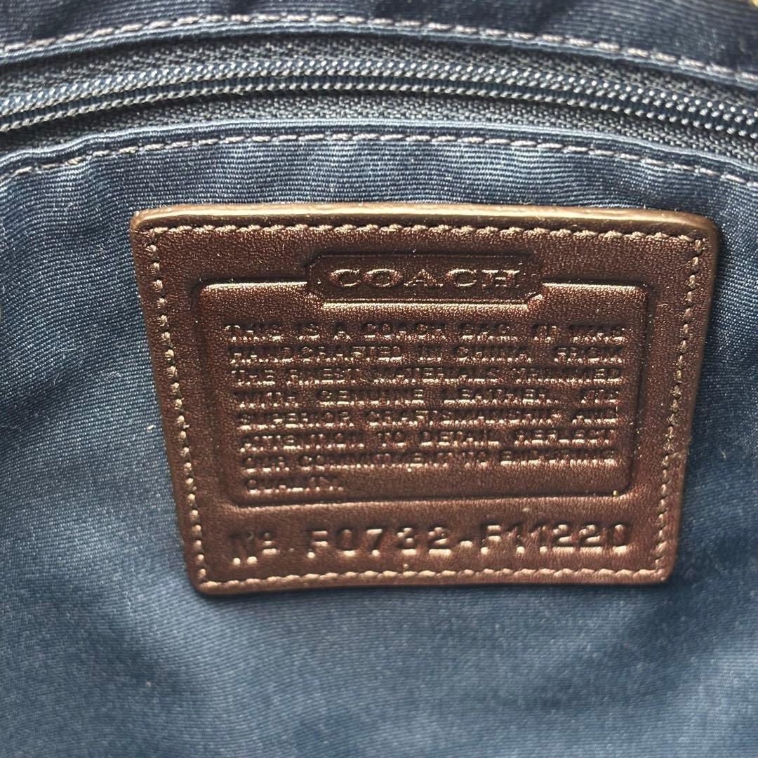 COACH コーチ ハンドバッグ シグネチャー ネイビー ブラウン 11220