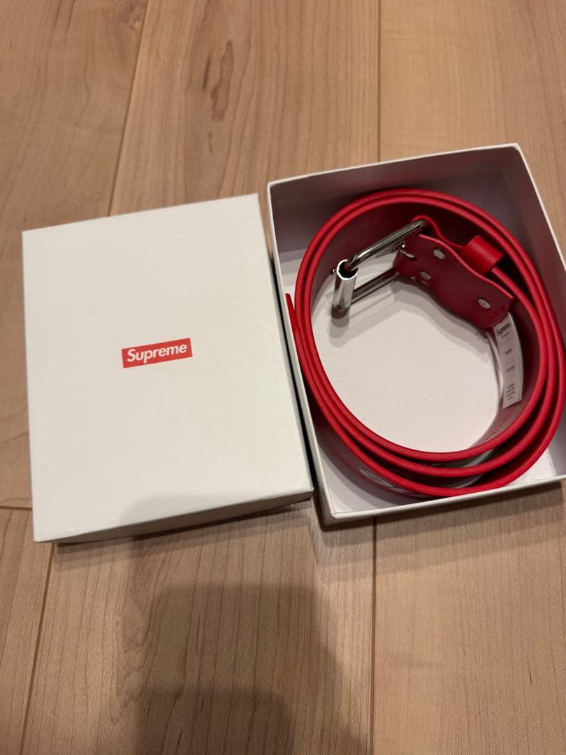 小物 Supreme Repeat Leather Belt RED M