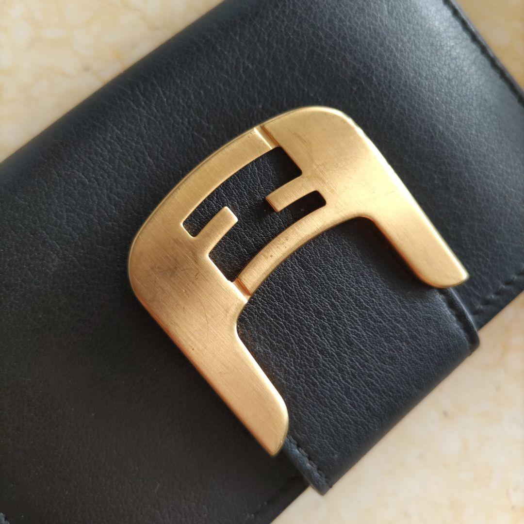 FENDIフェンディ◇カードケース　カード入れ　名刺入れ　サテンゴールド　金具