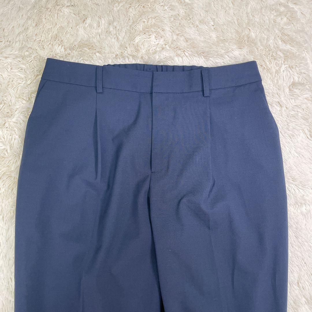 【美品44サイズ】グリーンレーベルリラクシング　ノーカラー　無地　パンツスーツ