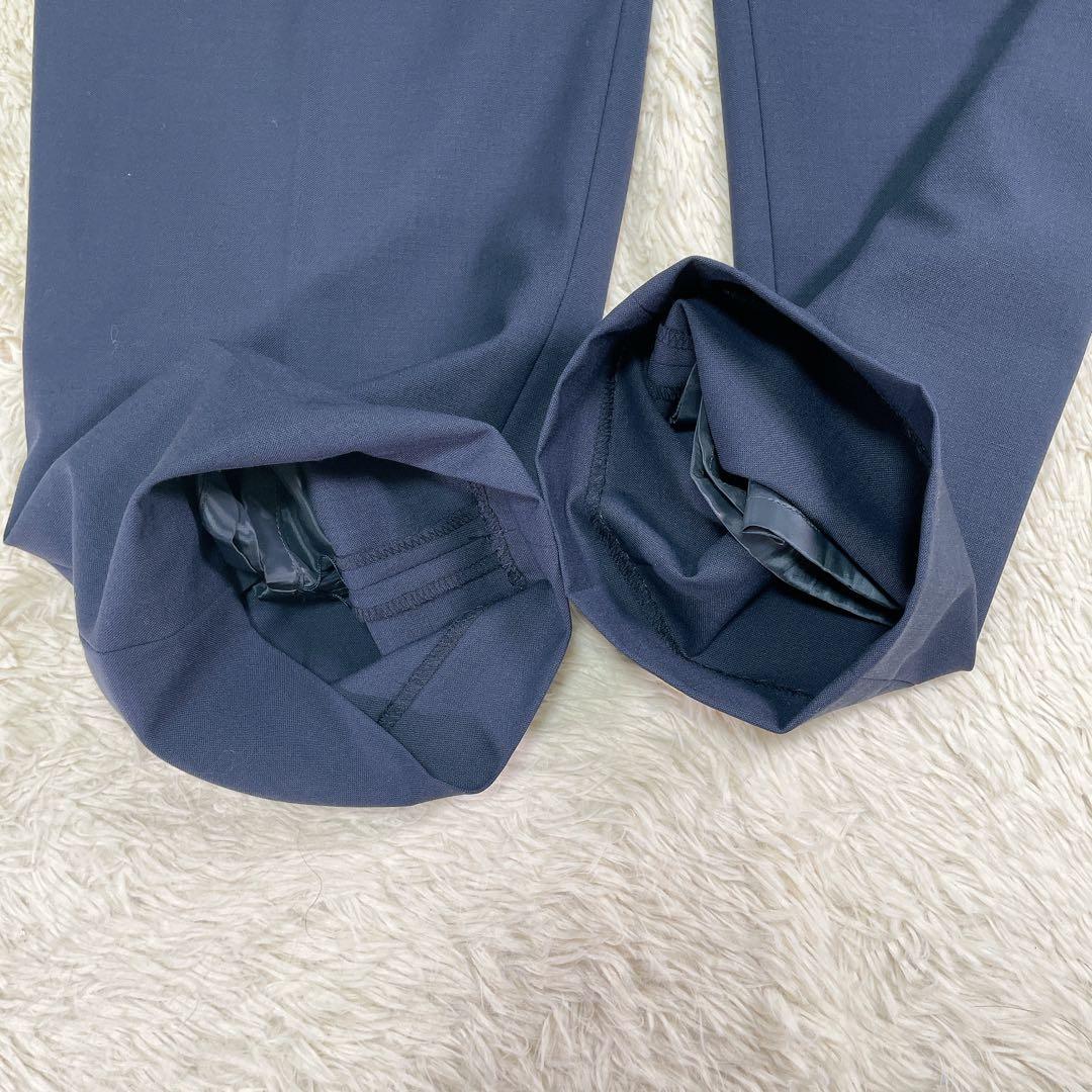 【美品44サイズ】グリーンレーベルリラクシング　ノーカラー　無地　パンツスーツ