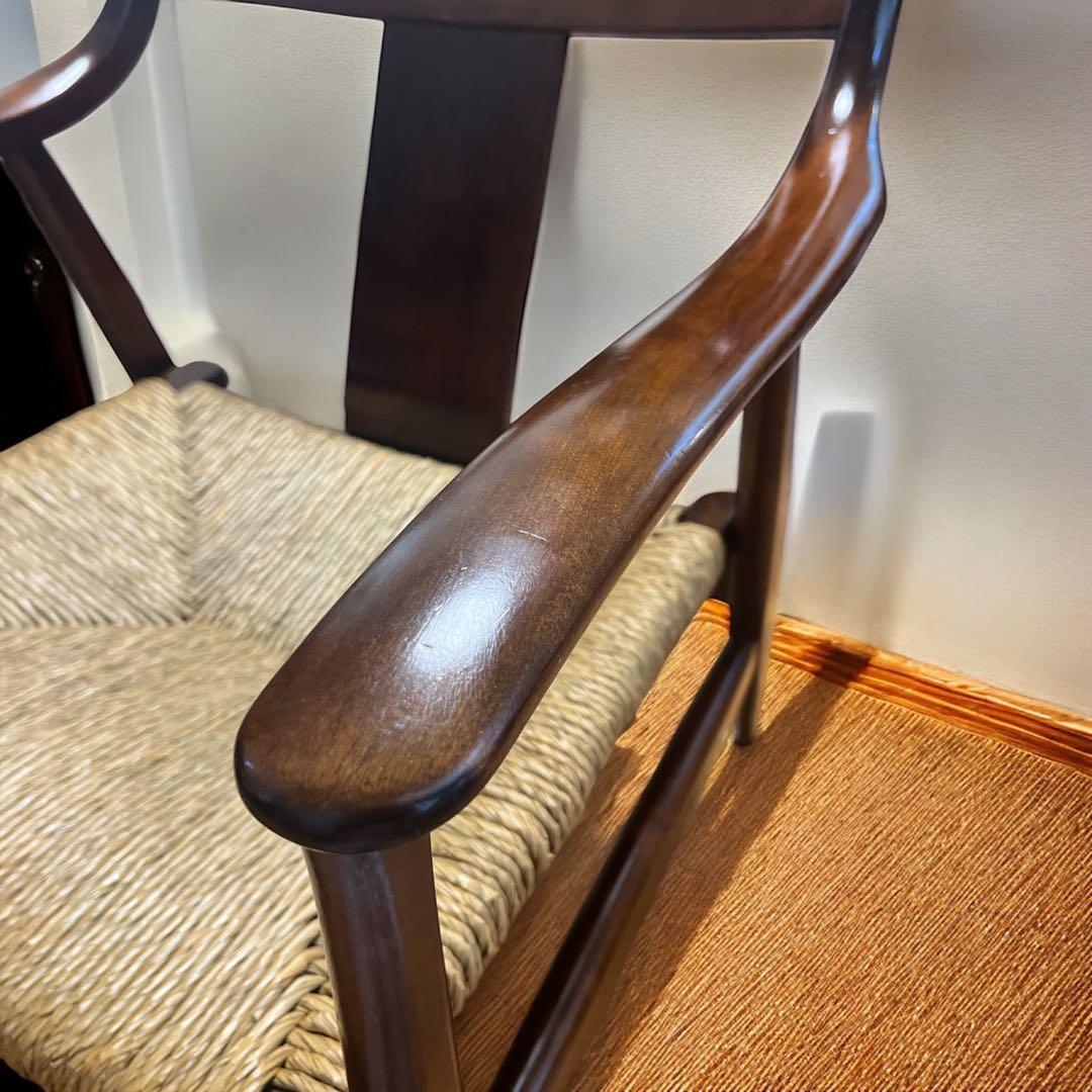 美品 松本民芸 家具 77型 曲肘 ラッシ アーム チェア ②