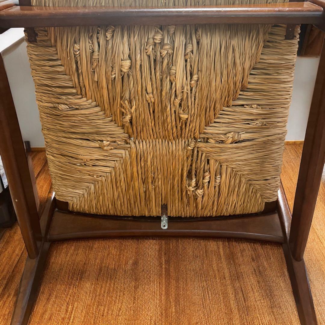 美品 松本民芸 家具 77型 曲肘 ラッシ アーム チェア ②