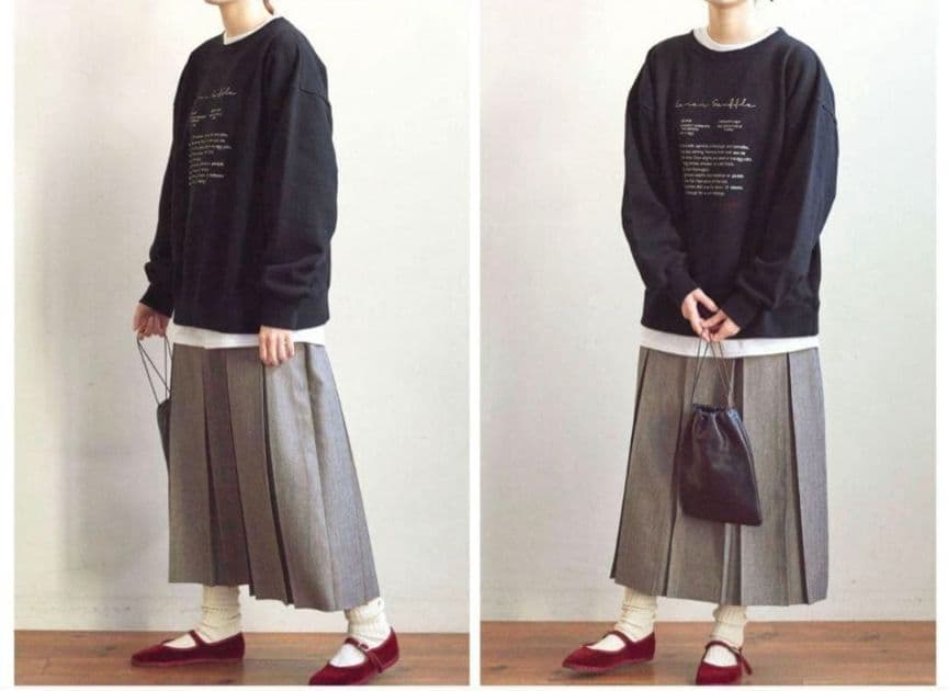 ​美品】fig London woolmood ボックスプリーツスカート グレー