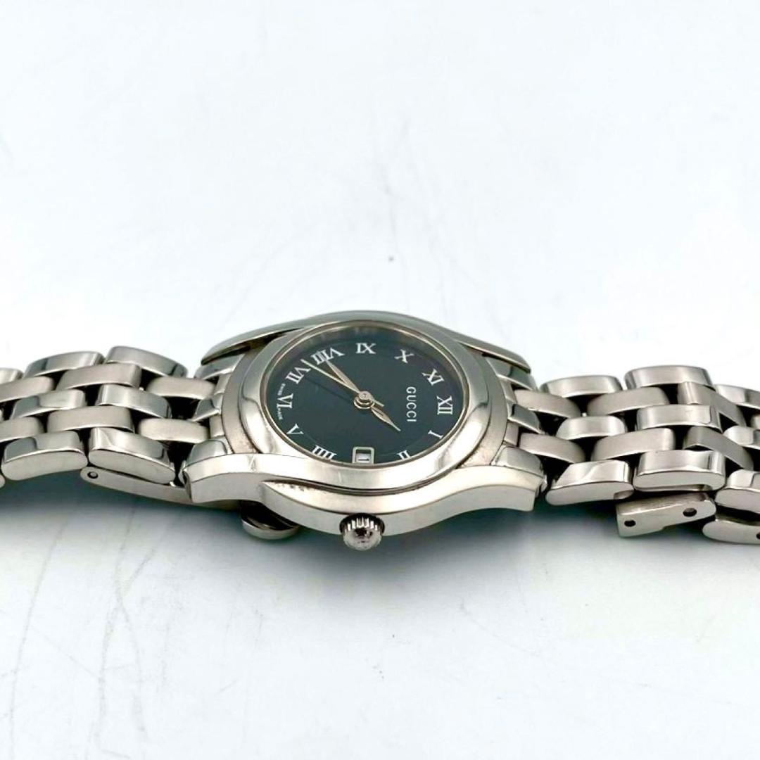 本日限定✨️525 新品電池 グッチ 5500L 腕時計 デイト ブラック文字盤