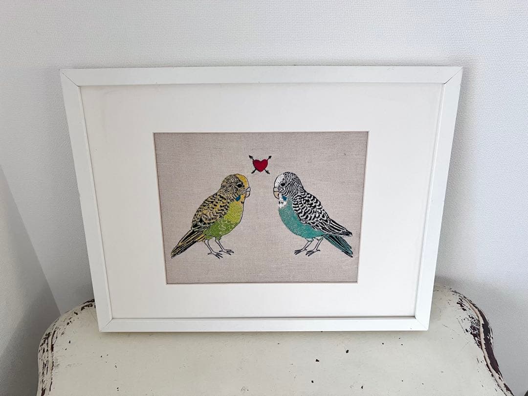 Coral & Tusk 刺繍アート 小鳥／リネン