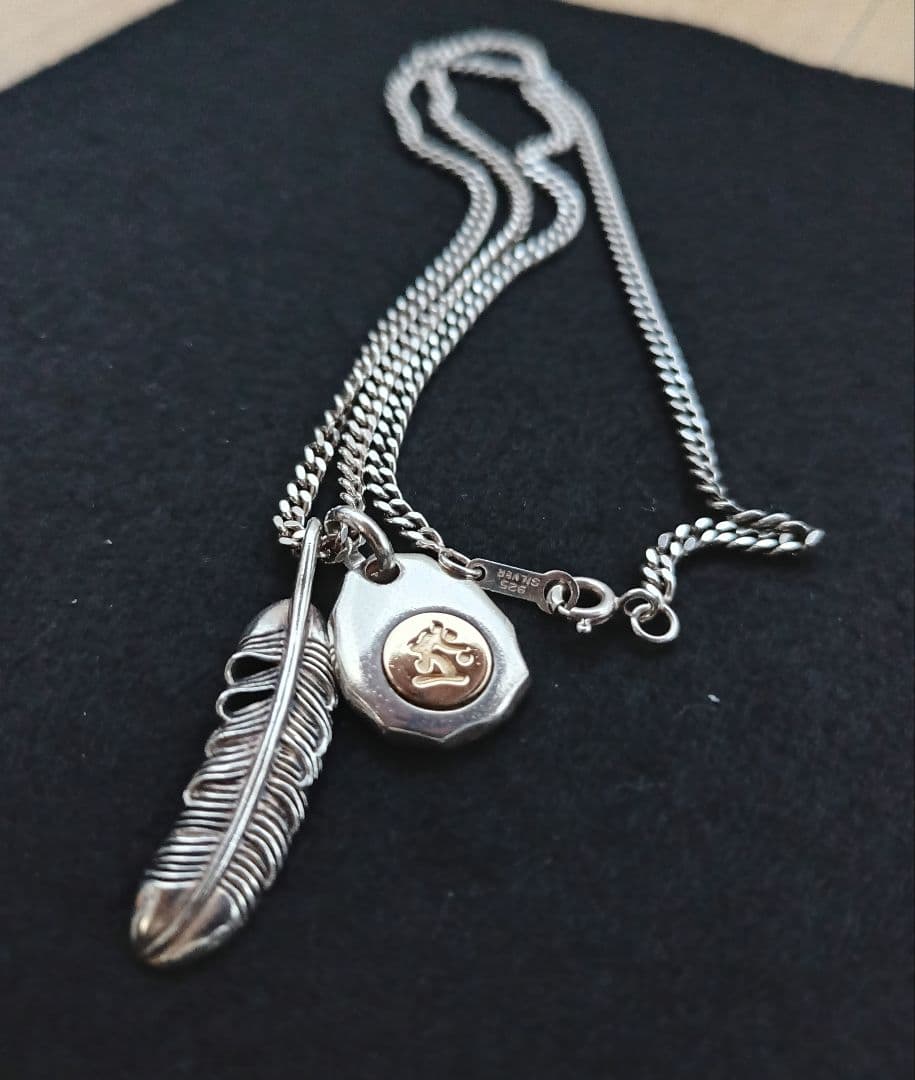 【シルバー925, K10】コンビ フェザーネックレス セット / インディアン