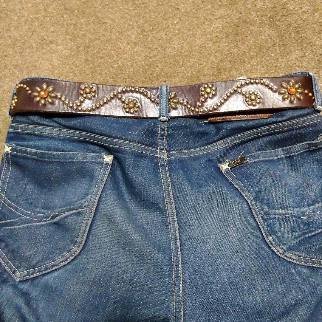 36inch フラワー HTC スタッズベルト ブラウン