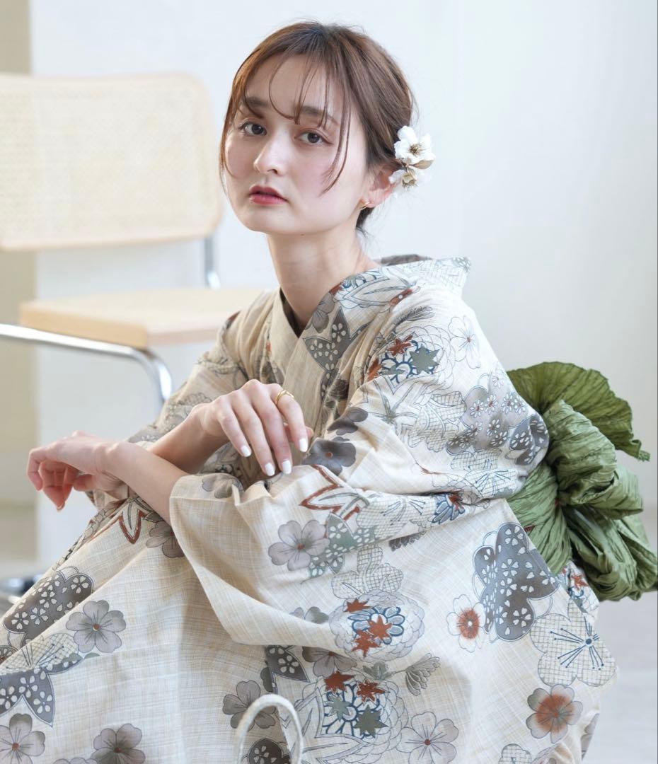 浴衣・緑帯・下駄3点セット utataneウタタネ