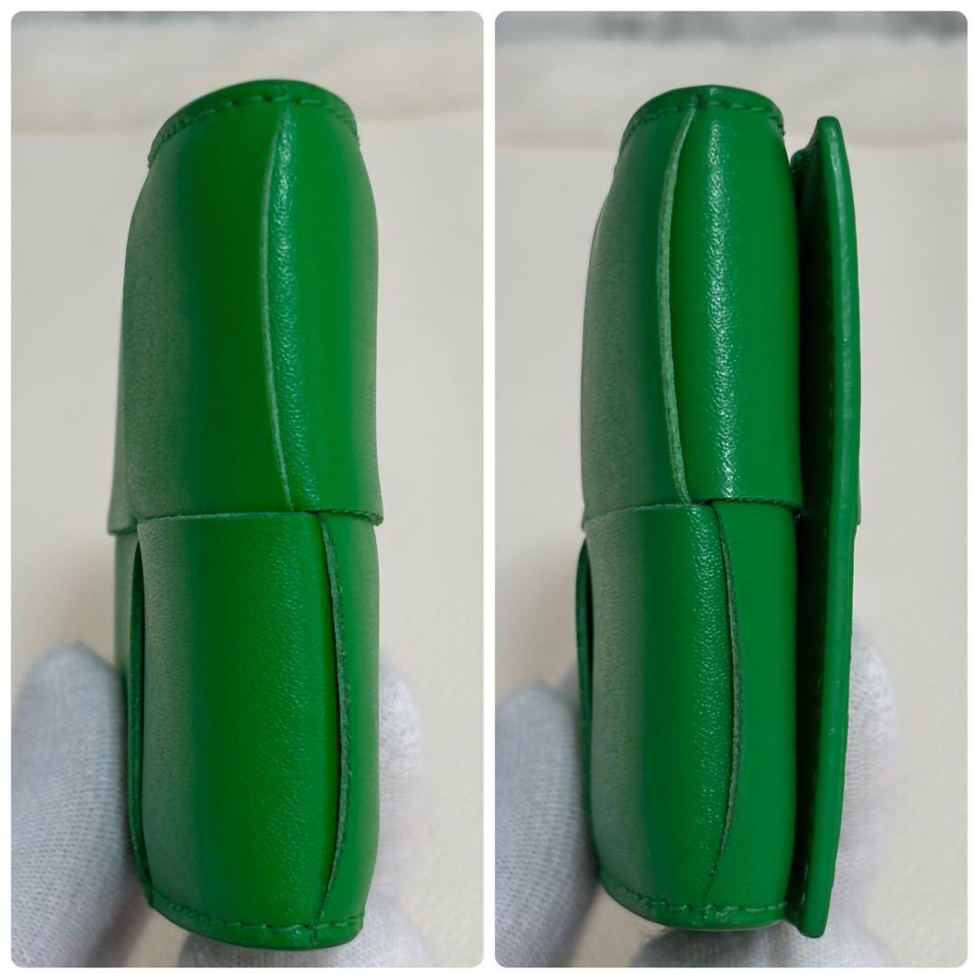 【現行】RFID ボッテガヴェネタ ケース カセット レザー 緑 小銭入