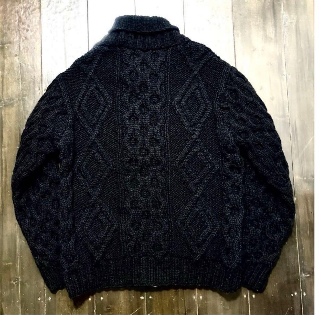80's カウチンニットカーディガン ブラック USA ヴィンテージ