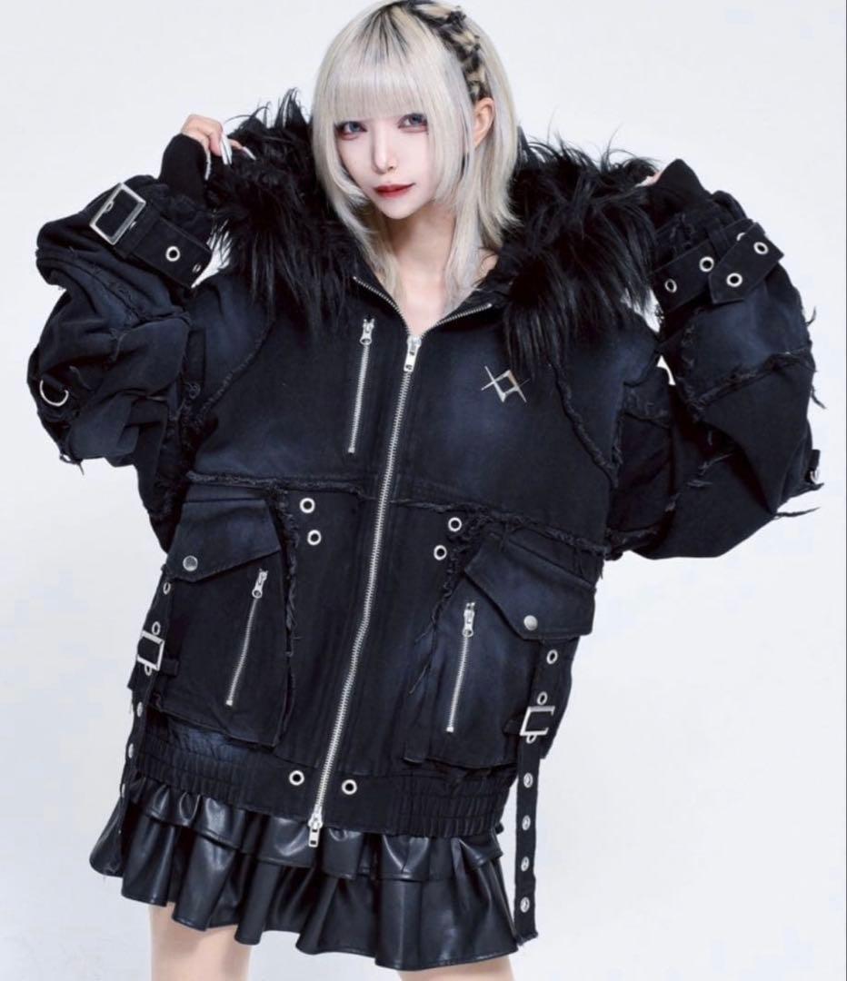 美品 完売品 REFLEM レフレム デニムフリンジN2Bジャケット ブラック