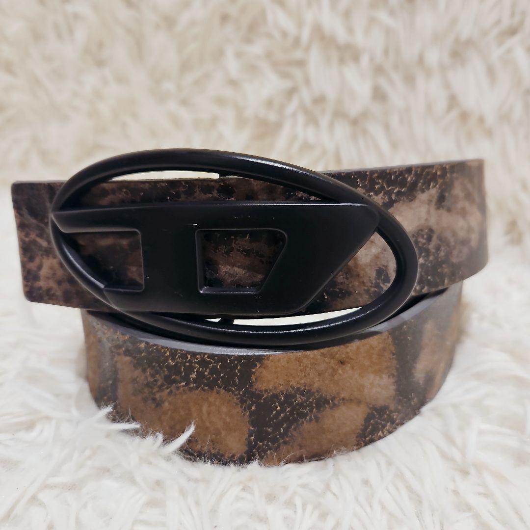 DIESEL ディーゼル ベルト Dロゴ レザーベルト マッドブラック 90