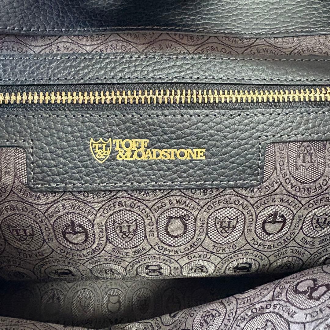 高級＊トフアンドロードストーン トートバッグ レザー フラップ 黒 L シボ革