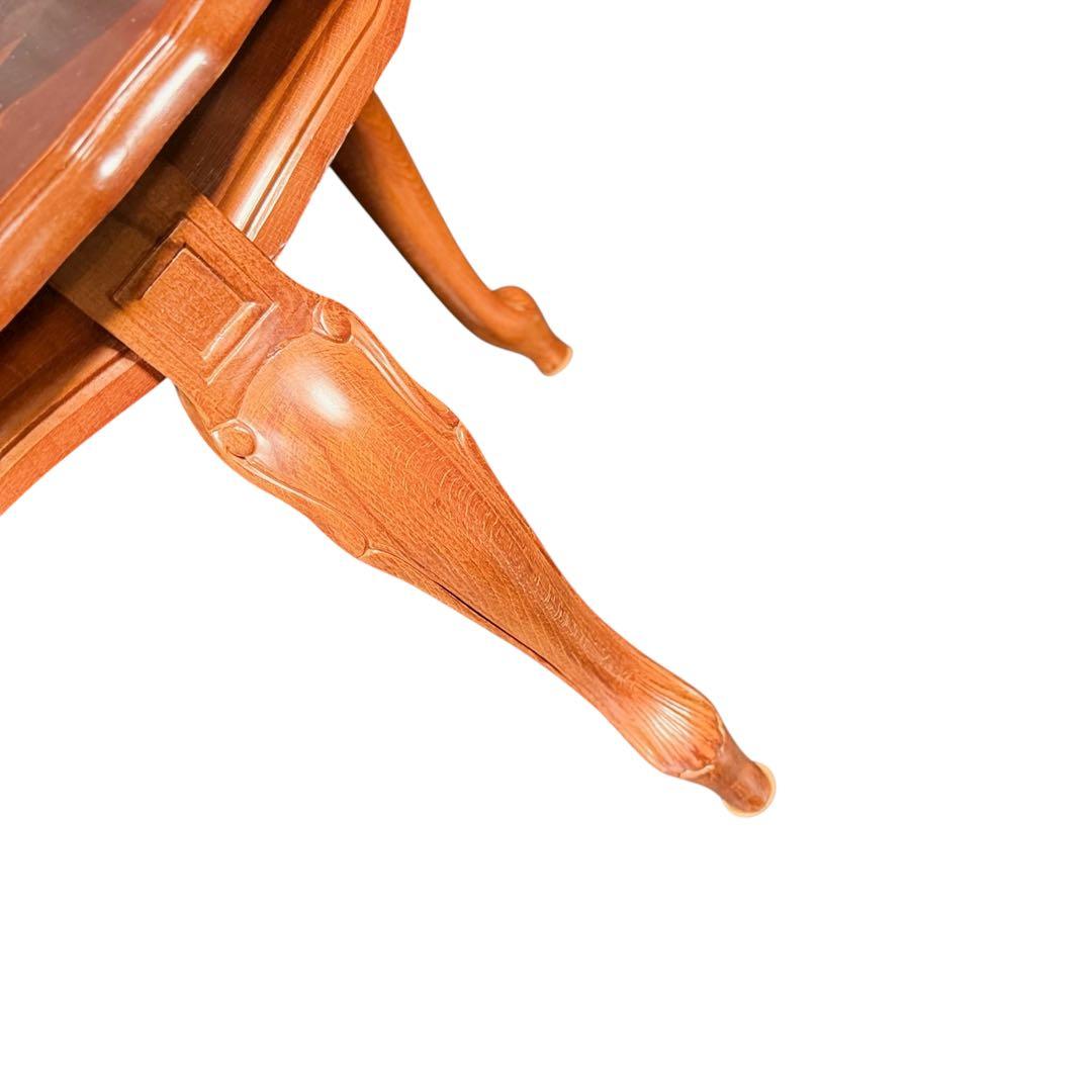 HR852 【象嵌彫刻が素敵】イタリア　猫脚　ローテーブル　イタリア