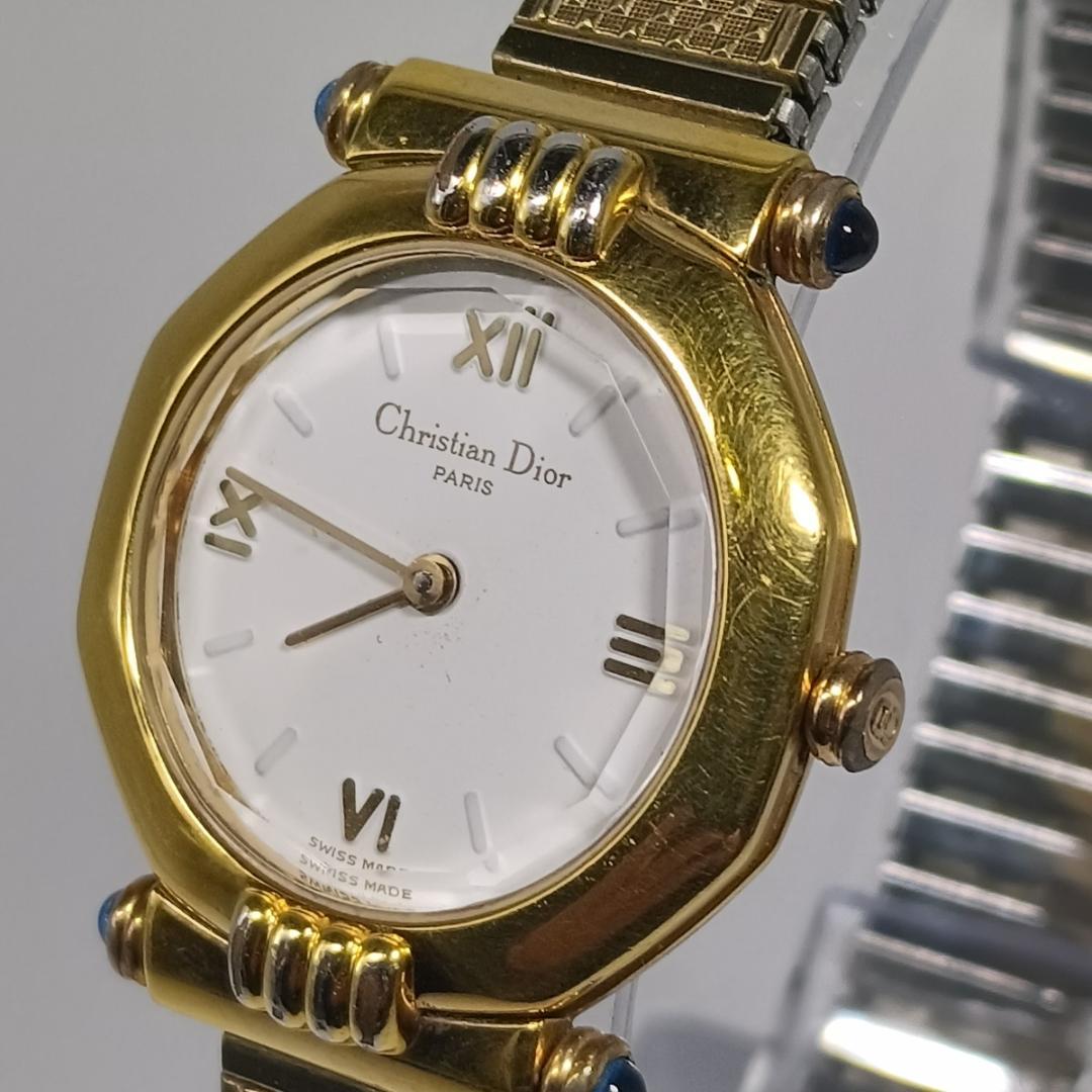 電池交換済 クリスチャンディオール 64151 オクタゴン クオーツ腕時計