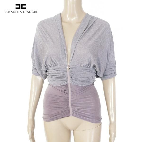 新品 エリザベッタフランキ 五分袖トップス 38 EKN730 Sサイズ ラメ