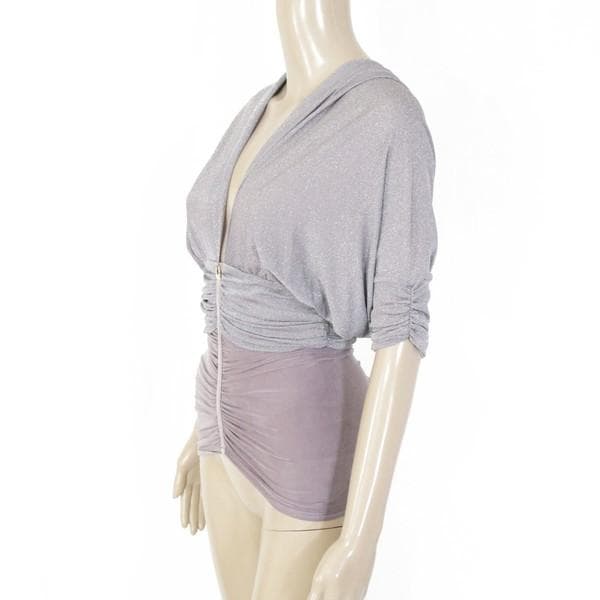 新品 エリザベッタフランキ 五分袖トップス 38 EKN730 Sサイズ ラメ