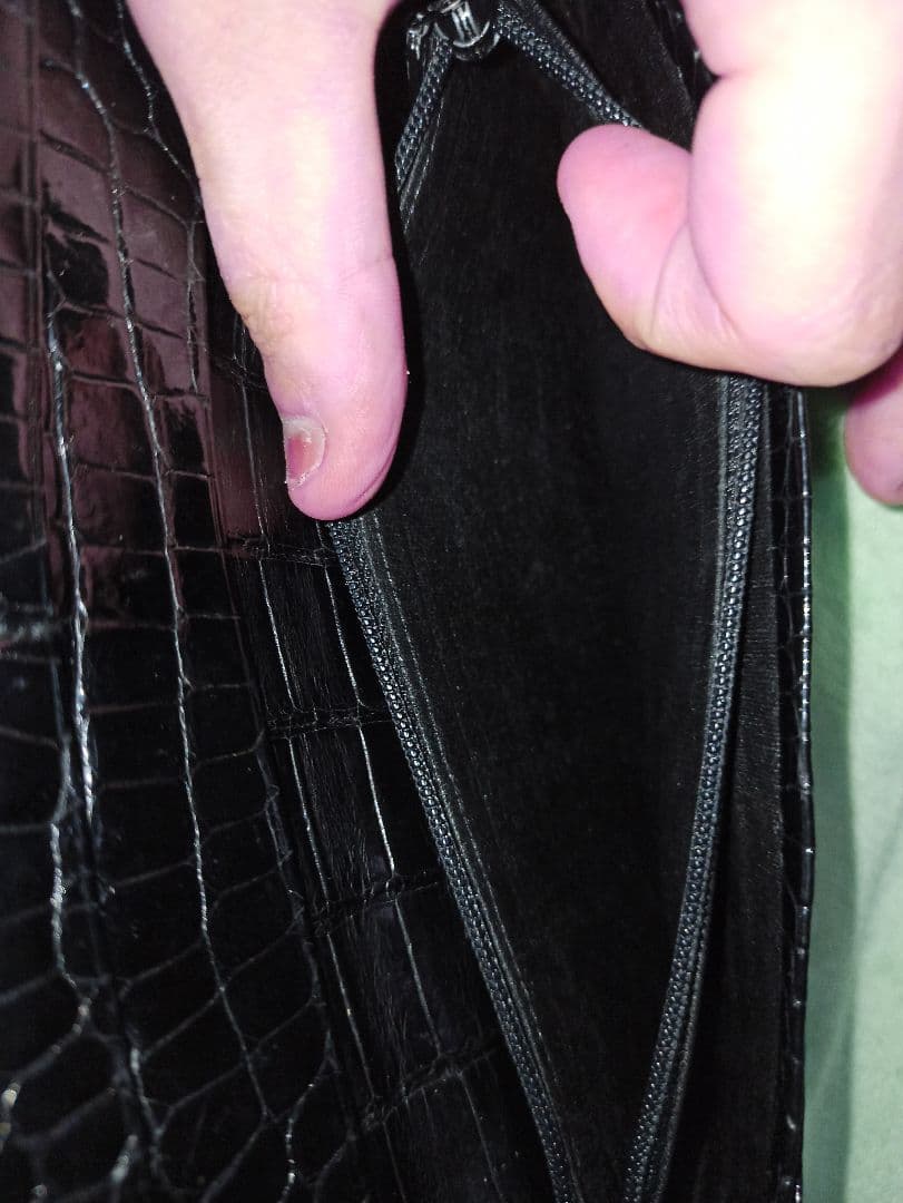 クロコ 長財布 無双 黒 ブラック