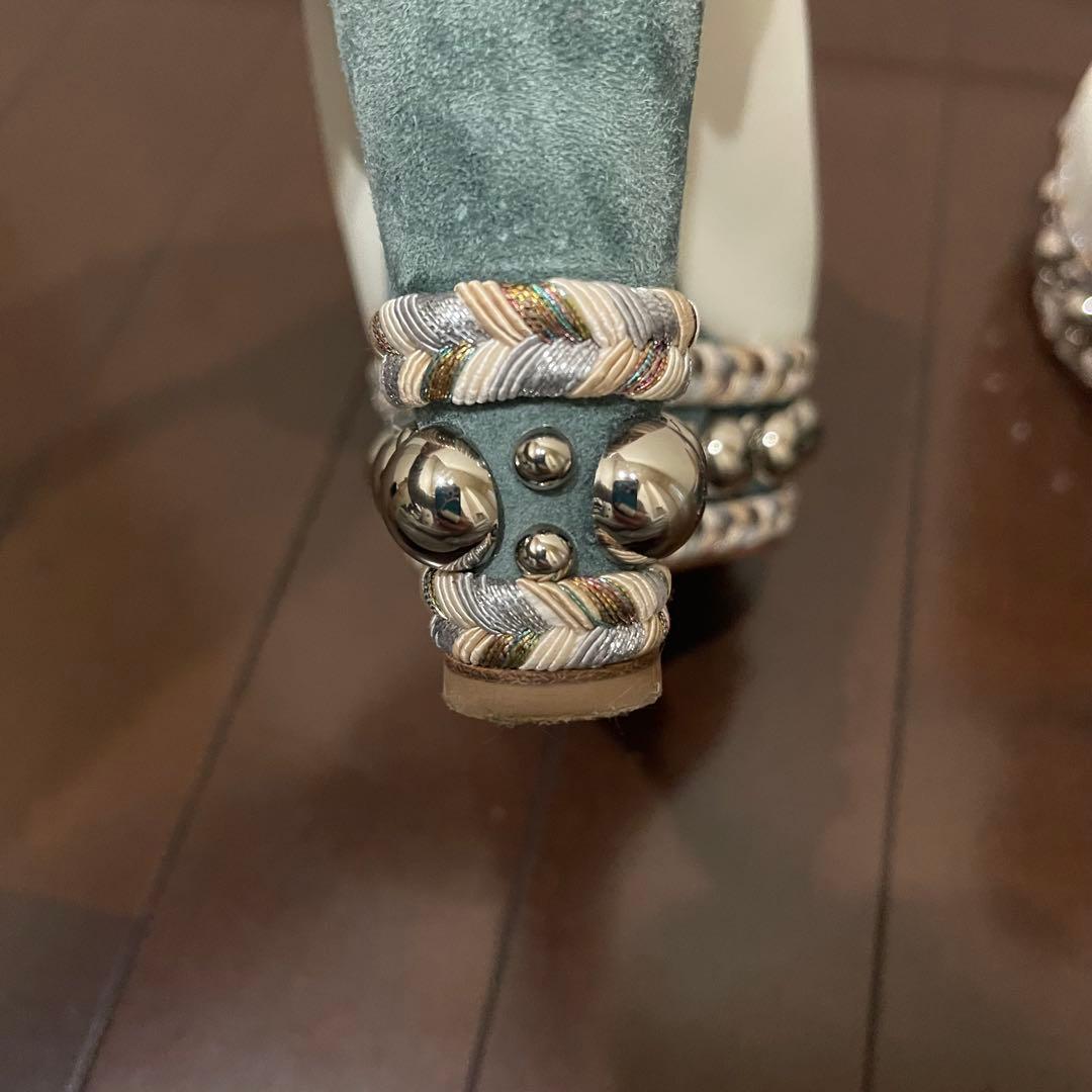 美品✨クリスチャンルブタン レザー スエード ウェッジソール サンダル 37