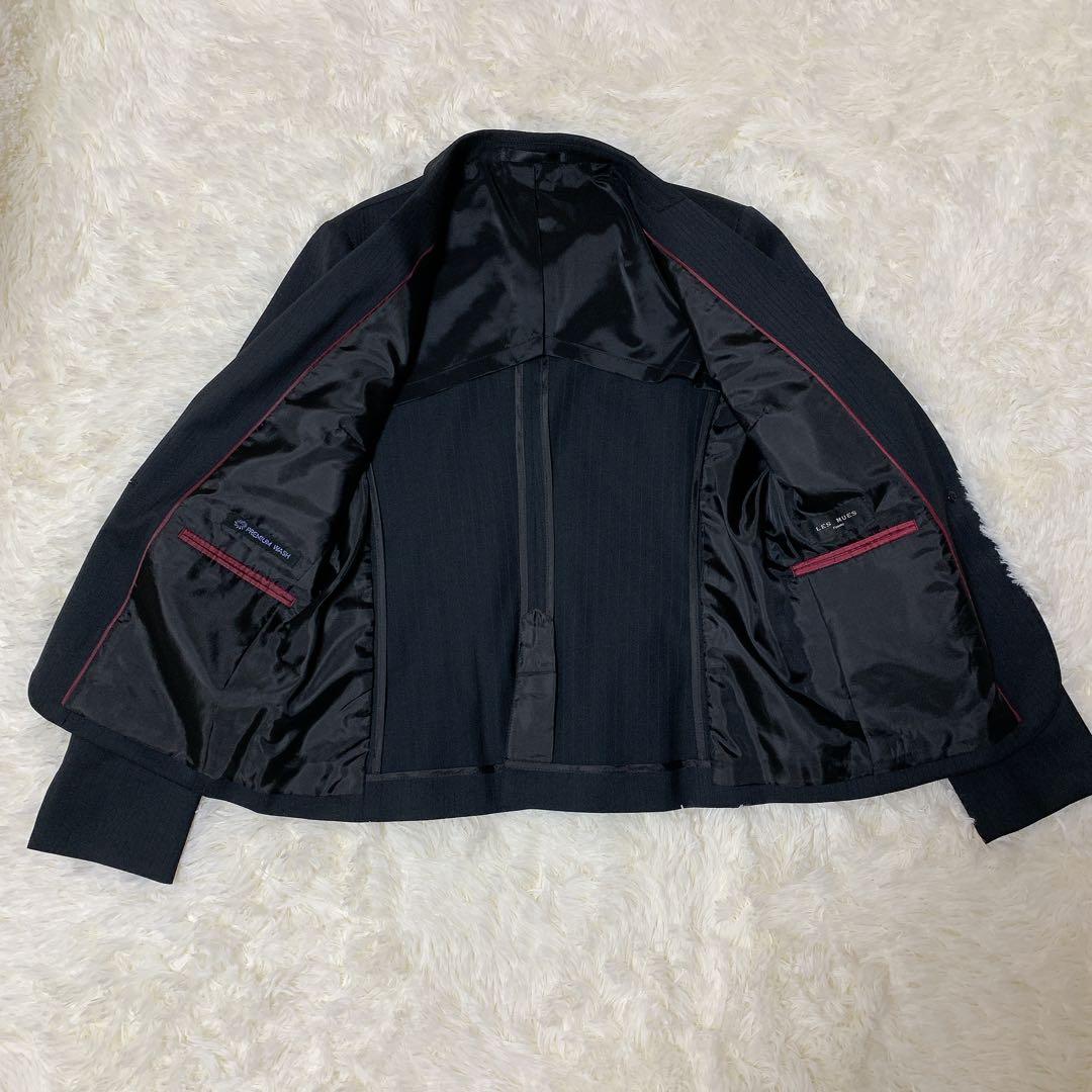 ✨極美品✨ AOKI 洗えるキレイスーツ 黒シャドーストライプ セットアップ