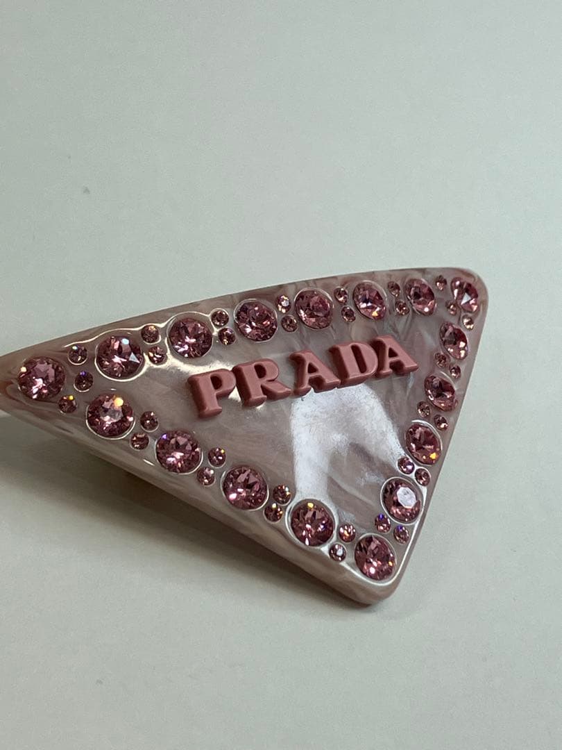 PRADA プラダ ロゴ バレッタ ピンク マーブル 【4201】