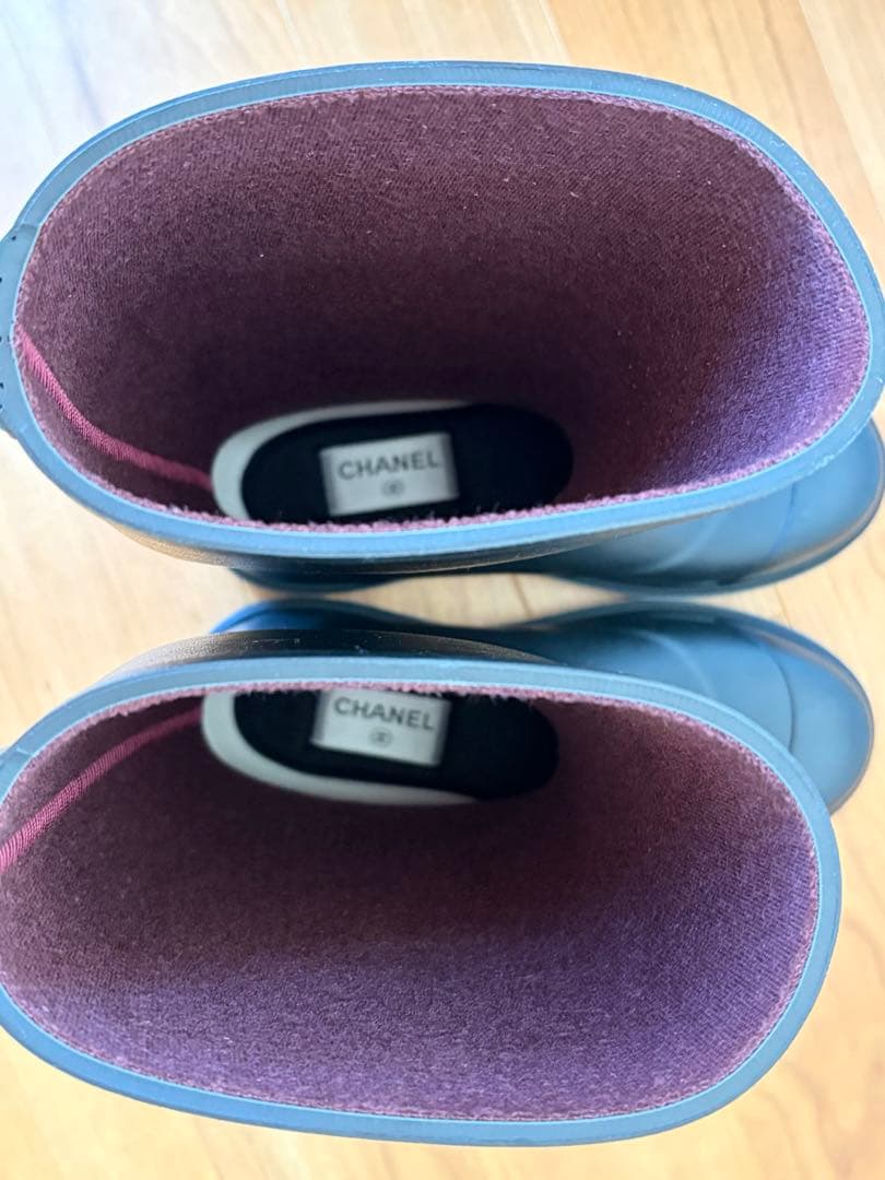 新品未使用　CHANEL シャネル ブラック レインブーツ　39