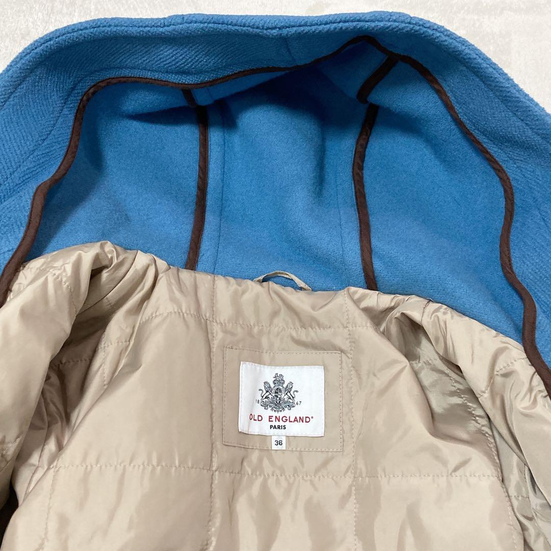 【美品】OLD ENGLAND クラシック ダッフルコート ヘリンボーン ブルー
