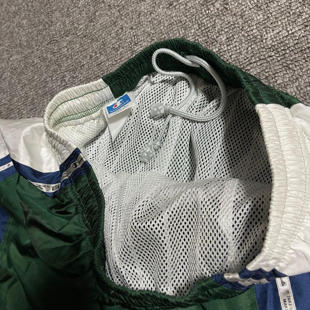 Champion ナイロン セットアップ 刺繍ロゴ 90s レアカラー L 上下