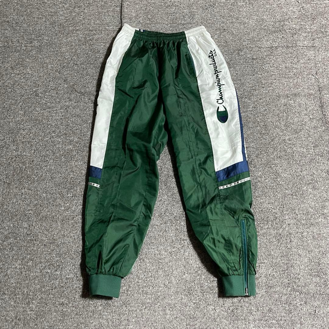 Champion ナイロン セットアップ 刺繍ロゴ 90s レアカラー L 上下