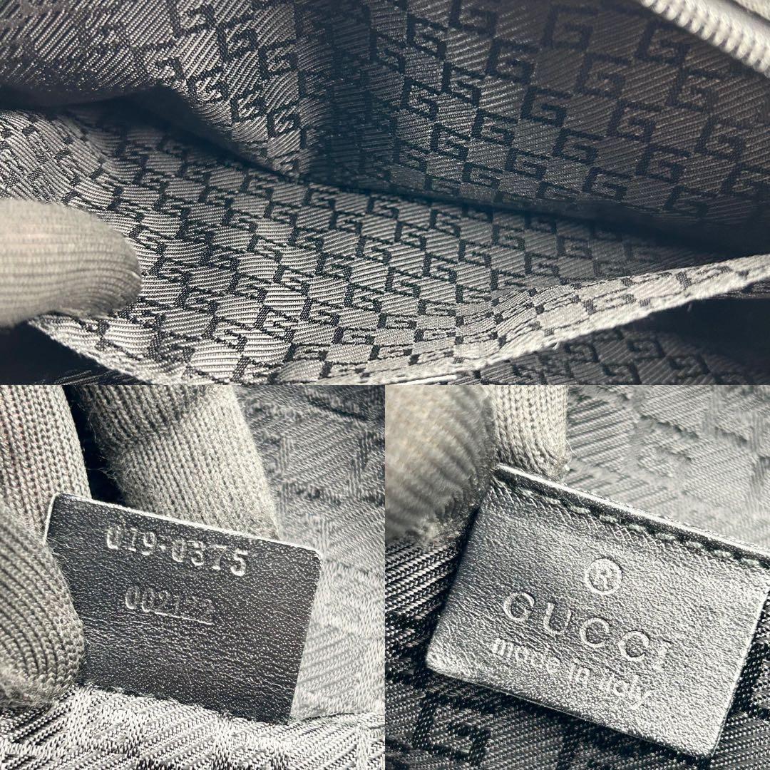美品✨ グッチ ショルダーバッグ メッセンジャー 黒 裏地総柄 レザー ナイロン