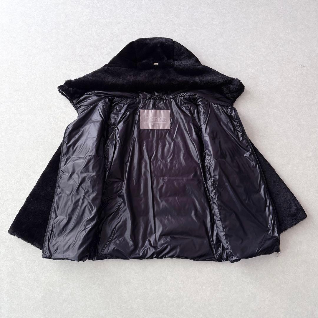 美品★HERNO｜Resort 稀少 エコファーショートダウン ブラック 40