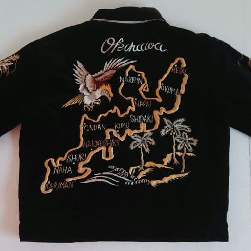 【希少】東洋テーラー 別珍 襟付 スカジャン M 黒 龍 鷹 刺繍 リバーシブル