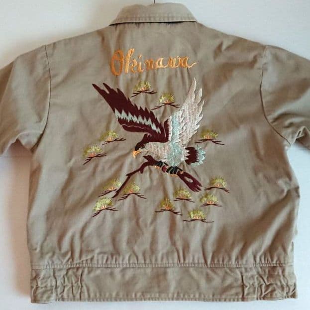 【希少】東洋テーラー 別珍 襟付 スカジャン M 黒 龍 鷹 刺繍 リバーシブル