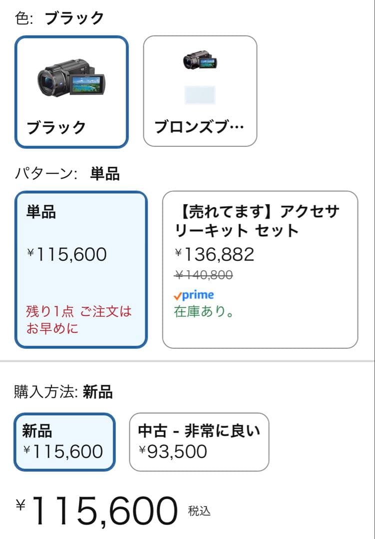 SONY FDR-AX45A 4K ハンディカム ビデオカメラ本体