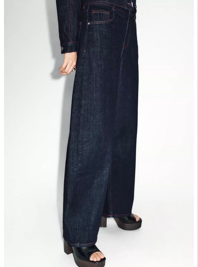 ZARA ハイウエストバレルフィットデニムパンツ