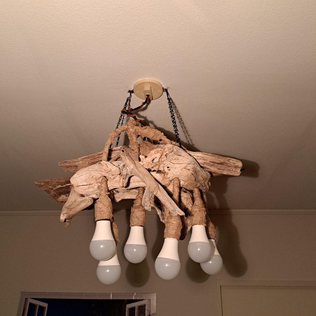 流木インテリア　6灯ペンダントライト LED付　6〜18帖　リビングダイニング用