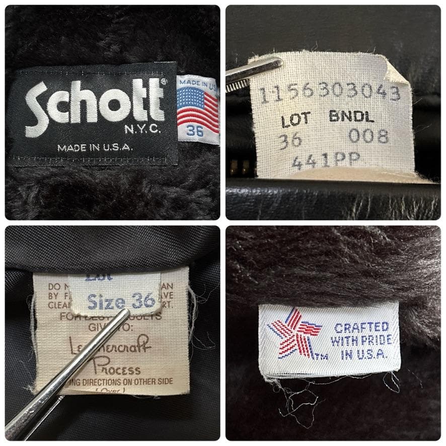 ショット 441PP ライナー 襟付 シングルライダース レザージャケット 36